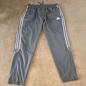 Adidas Lightweight Performance Grey Side Stripe Athletic Zip Bottom Jogger Pants